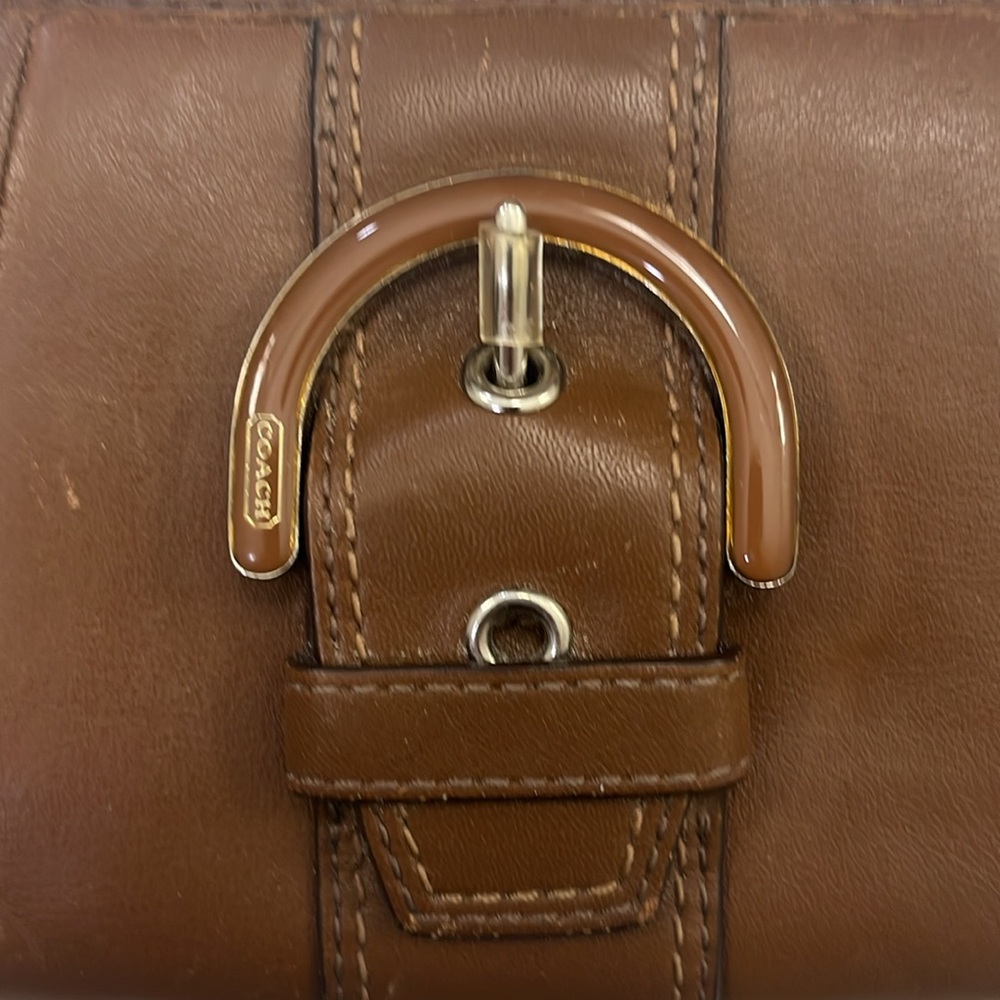Brown Buckle Leather Coach Wallet